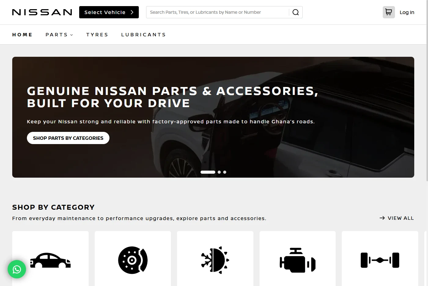 Nissan Parts e-commerce screenshot